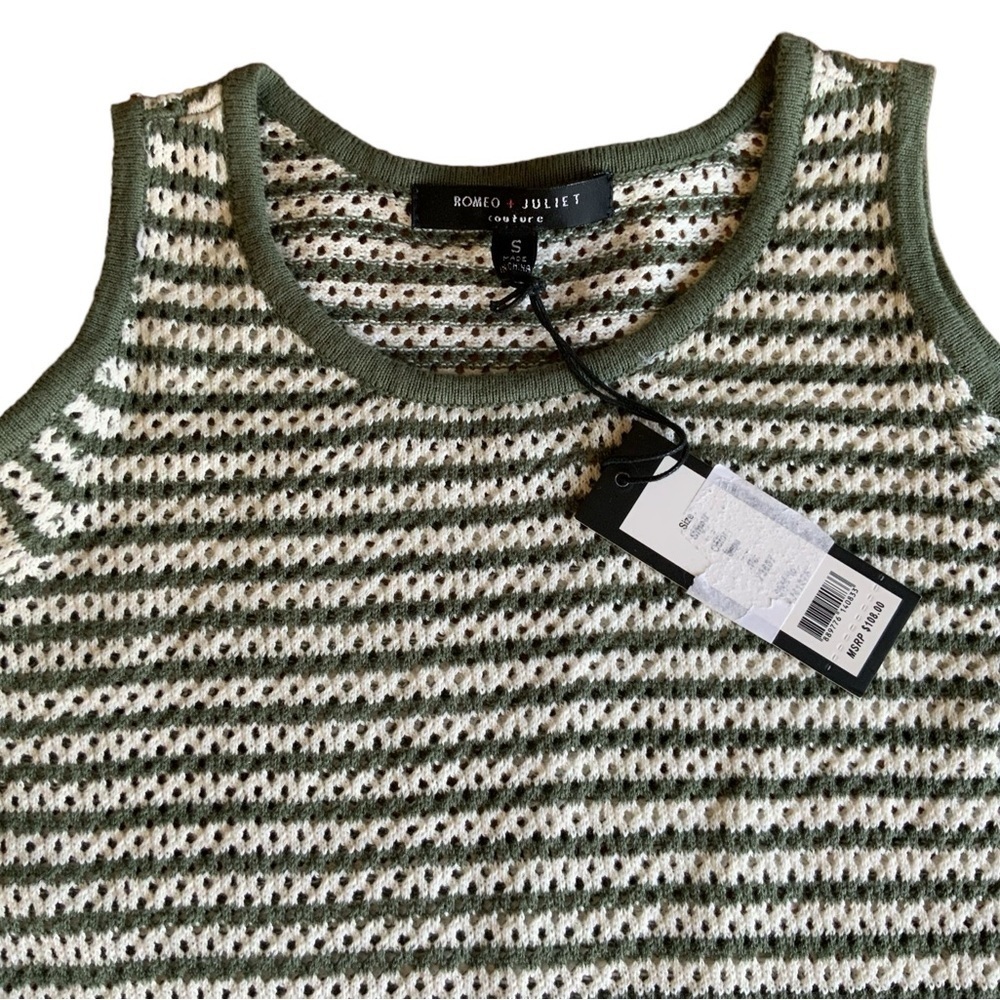 Women’s Romeo & Juliet Cotton Sweater Top, Cold-Shoulder, Green Stripe, Size Sm - Picture 3 of 8